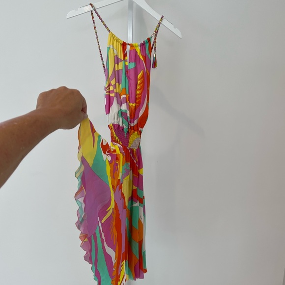 EMILIO PUCCI ORANGE PINK MULTI CHAIN SUNDRESS 9HWG30 SIZE IT42 / US 8 NWOTS! - Picture 6 of 17